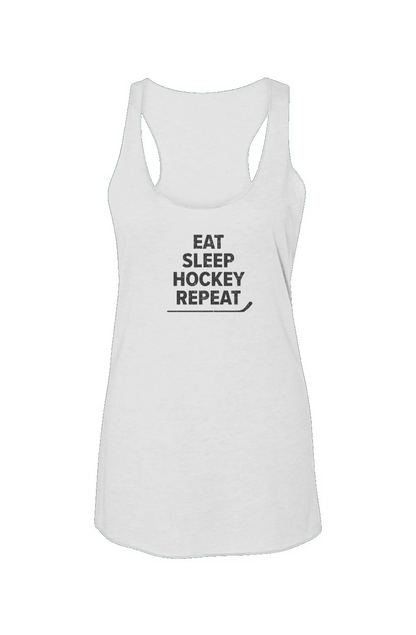 Eat Sleep Hockey Racerback Barn Tank White | Barn Garb Hockey Threads