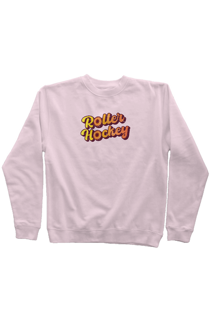 Feeling Groovy Roller Hockey Rinkside Crewneck Sweatshirt Pink | Barn Garb Hockey Threads