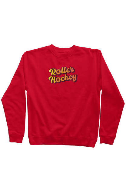 Feeling Groovy Roller Hockey Rinkside Crewneck Sweatshirt Red | Barn Garb Hockey Threads