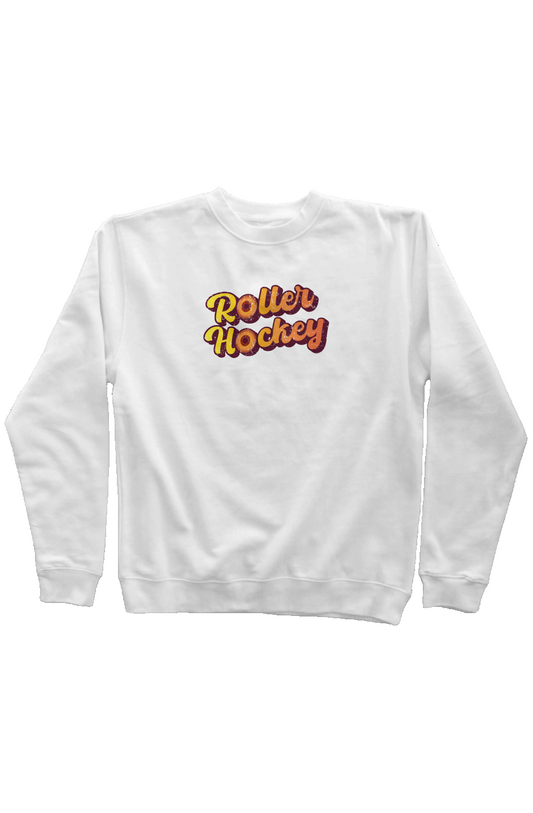 Feeling Groovy Roller Hockey Rinkside Crewneck Sweatshirt White | Barn Garb Hockey Threads