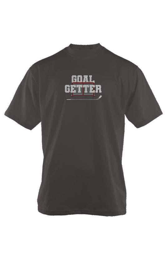 Goal Getter 90s Throwback Tee Charcoal | Barn Garb Hockey Threads