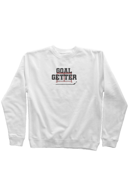 Goal Getter Rinkside Crewneck Sweatshirt White | Barn Garb Hockey Threads