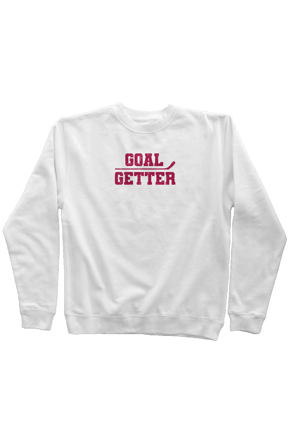 Goal Getter Stick Rinkside Crewneck Sweatshirt White | Barn Garb Hockey Threads