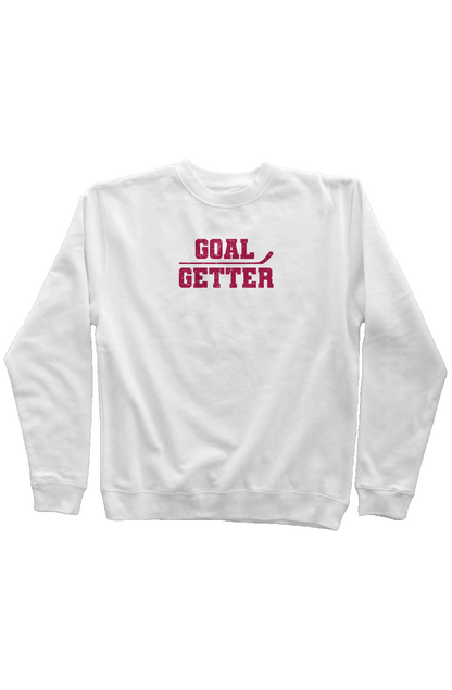 Goal Getter Stick Rinkside Crewneck Sweatshirt White | Barn Garb Hockey Threads
