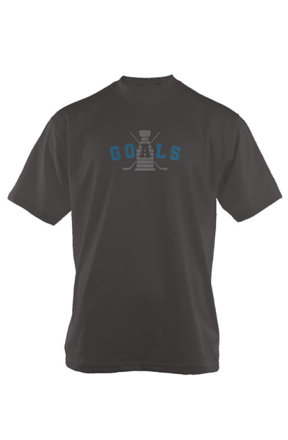 Goals Crossed Sticks 90s Throwback Tee Charcoal | Barn Garb Hockey Threads