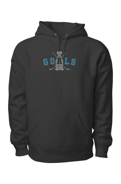 Goals Crossed Sticks Legend Heavyweight Hoodie Black | Barn Garb Hockey Threads