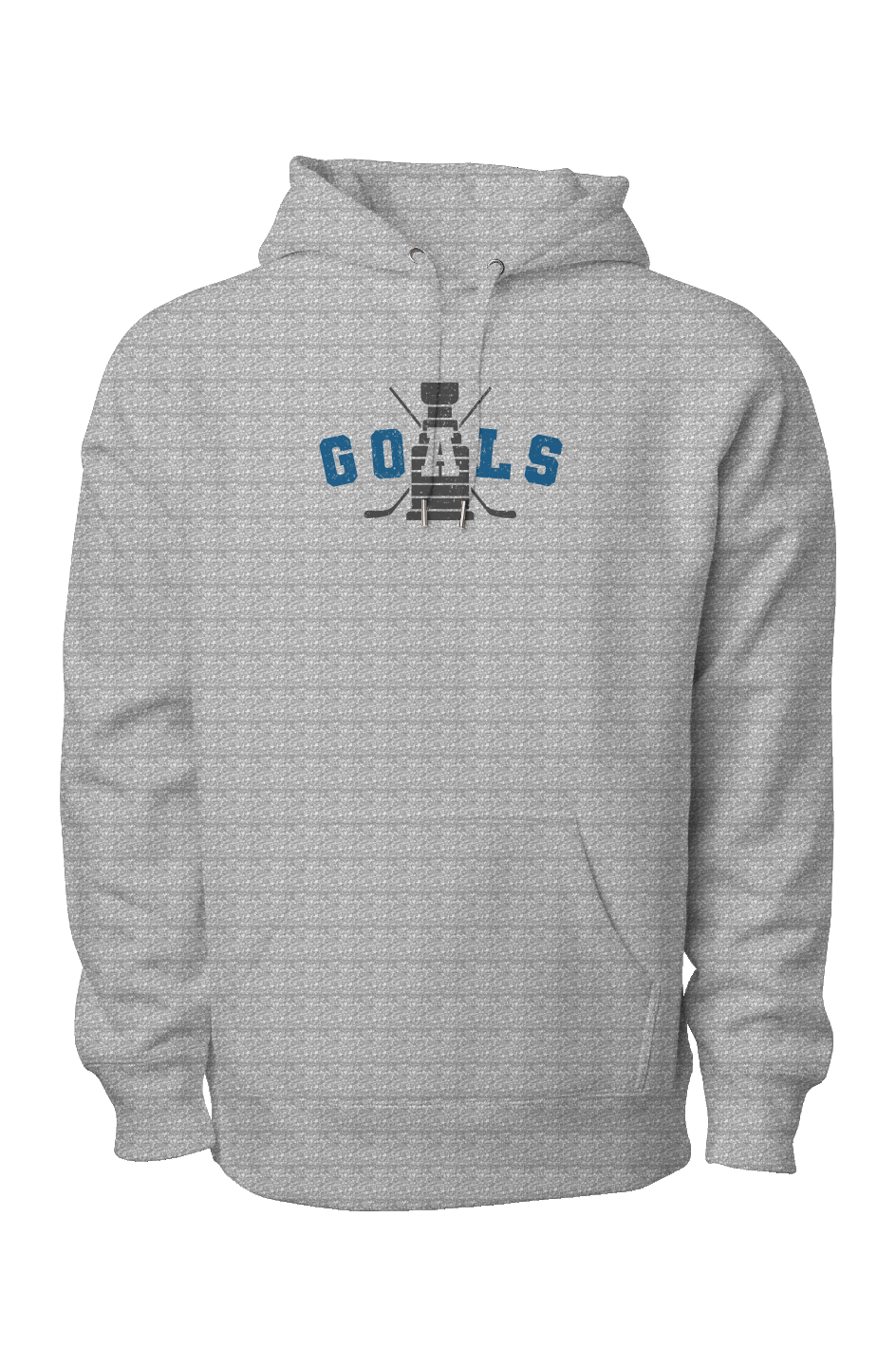 Goals Crossed Sticks Legend Heavyweight Hoodie Heather Grey | Barn Garb Hockey Threads