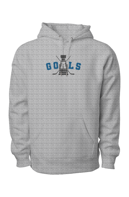 Goals Crossed Sticks Legend Heavyweight Hoodie Heather Grey | Barn Garb Hockey Threads