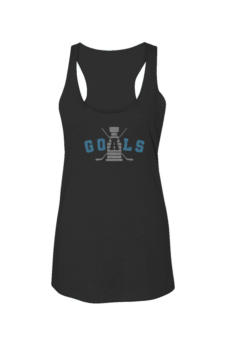 Goals Crossed Sticks Racerback Barn Tank Charcoal | Barn Garb Hockey Threads