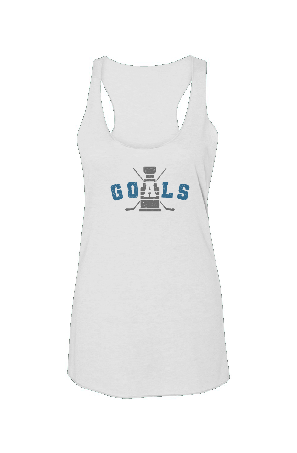 Goals Crossed Sticks Racerback Barn Tank White | Barn Garb Hockey Threads