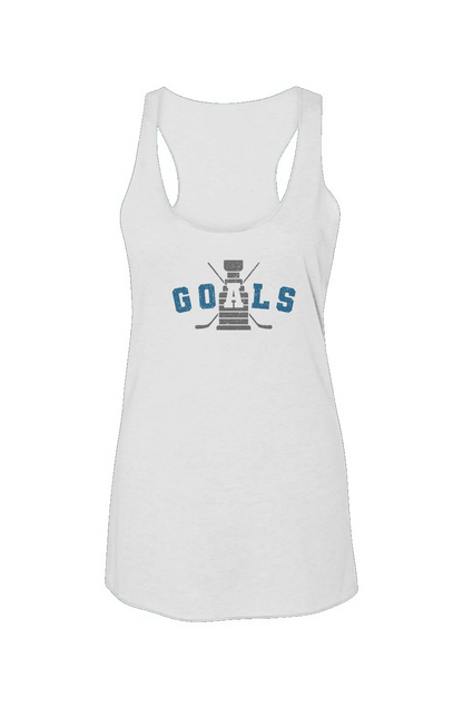 Goals Crossed Sticks Racerback Barn Tank White | Barn Garb Hockey Threads