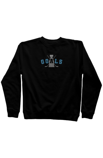 Goals Crossed Sticks Rinkside Crewneck Sweatshirt Black | Barn Garb Hockey Threads