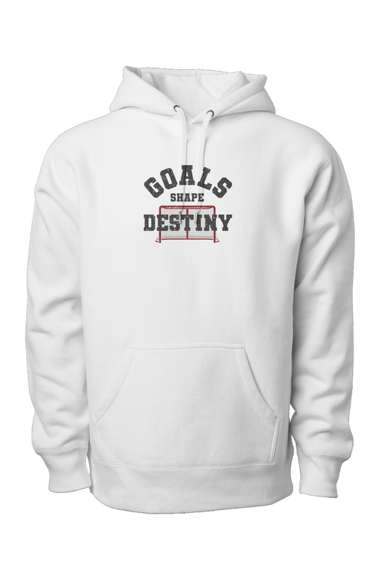 Goals Shape Destiny Net Legend Heavyweight Hoodie White | Barn Garb Hockey Threads