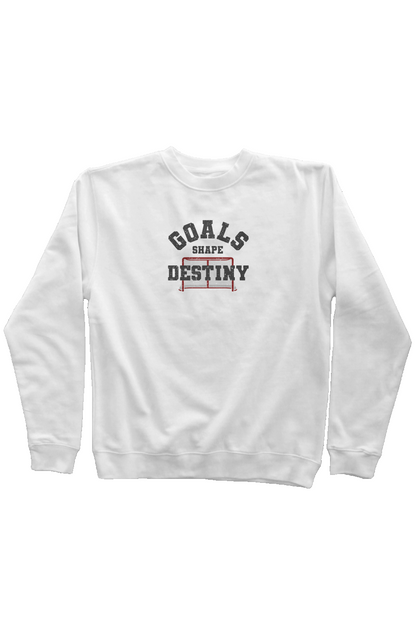 Goals Shape Destiny Net Rinkside Crewneck Sweatshirt White | Barn Garb Hockey Threads