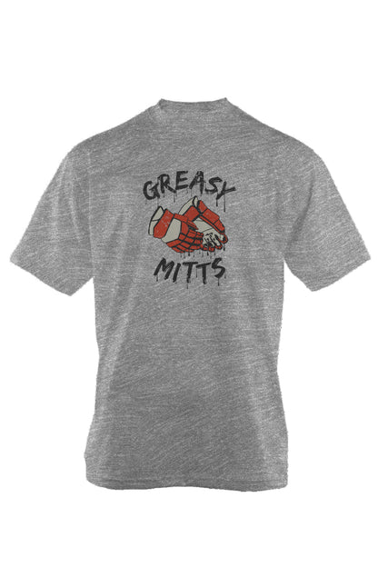 Greasy Mitts 90s Throwback Tee Grey | Barn Garb Hockey Threads