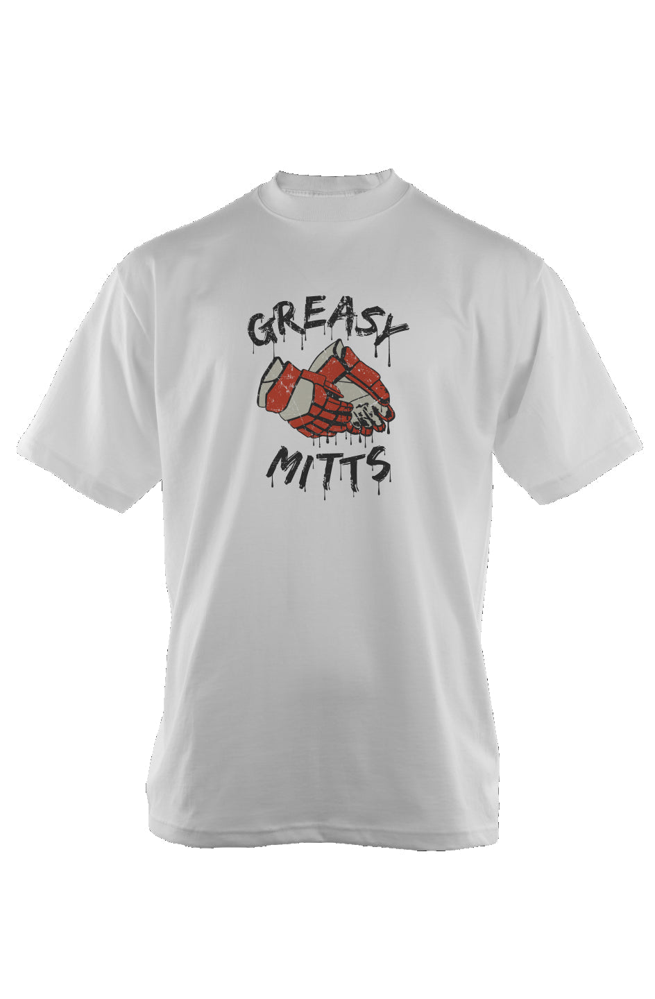 Greasy Mitts 90s Throwback Tee White | Barn Garb Hockey Threads