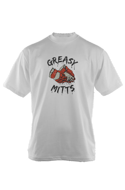 Greasy Mitts 90s Throwback Tee White | Barn Garb Hockey Threads