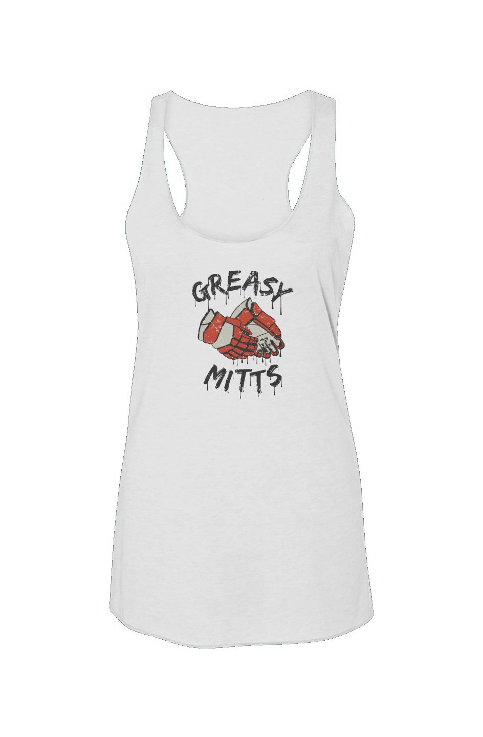 Greasy Mitts Racerback Barn Tank White | Barn Garb Hockey Threads