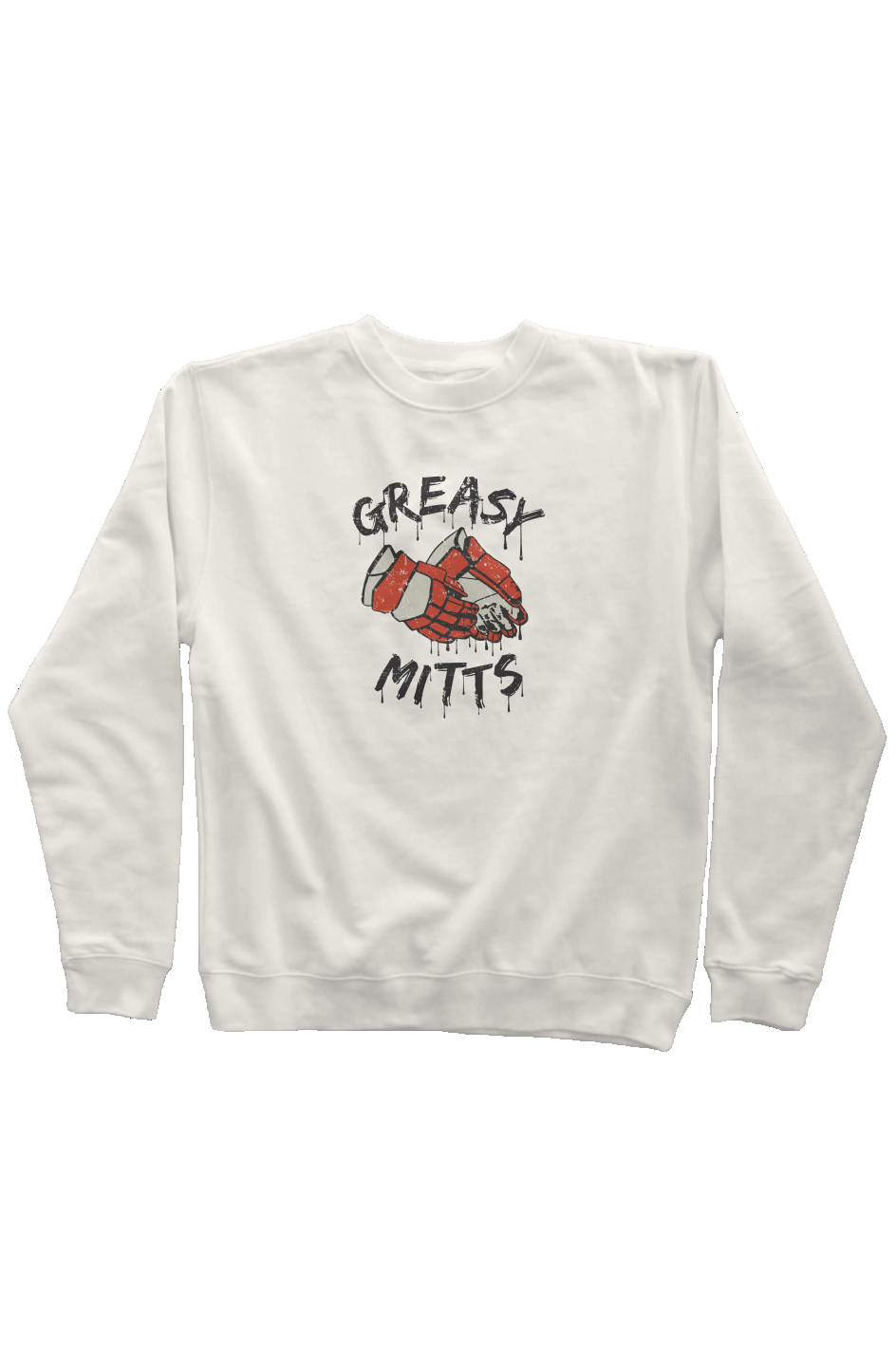 Greasy Mitts Rinkside Crewneck Sweatshirt Bone | Barn Garb Hockey Threads