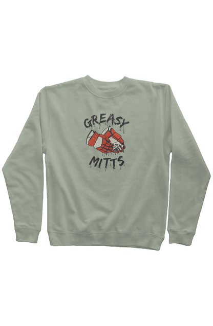 Greasy Mitts Rinkside Crewneck Sweatshirt Sage | Barn Garb Hockey Threads