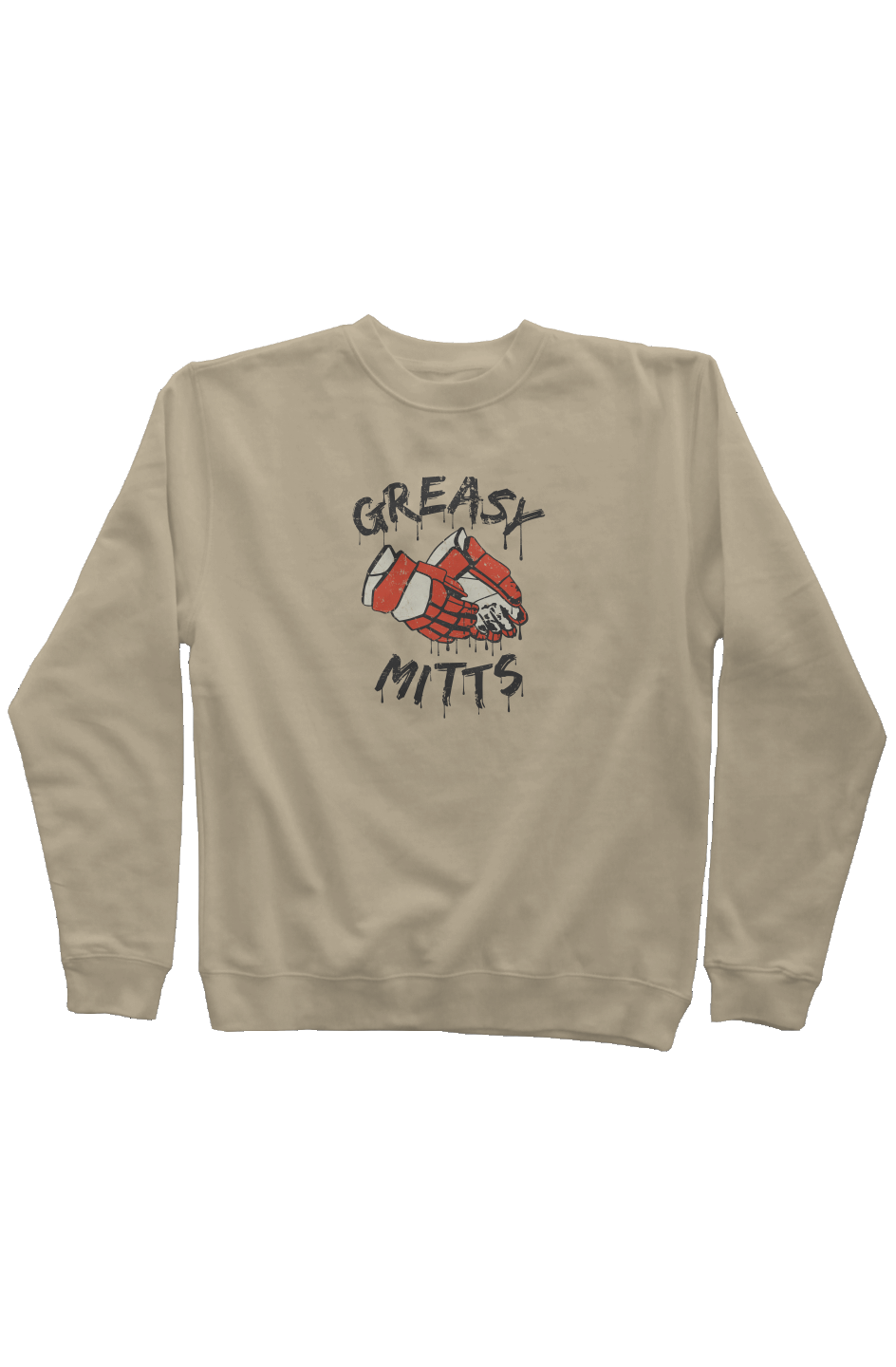 Greasy Mitts Rinkside Crewneck Sweatshirt Sand | Barn Garb Hockey Threads
