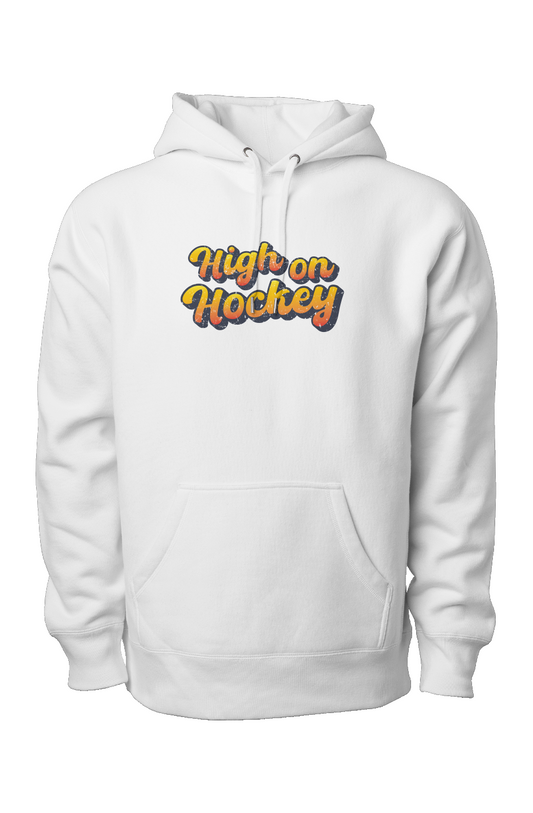 High on Hockey Legend Heavyweight Cross Grain Hoodie White | Barn Garb Hockey Threads