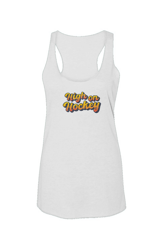 High on Hockey Racerback Barn Tank White | Barn Garb Hockey Threads