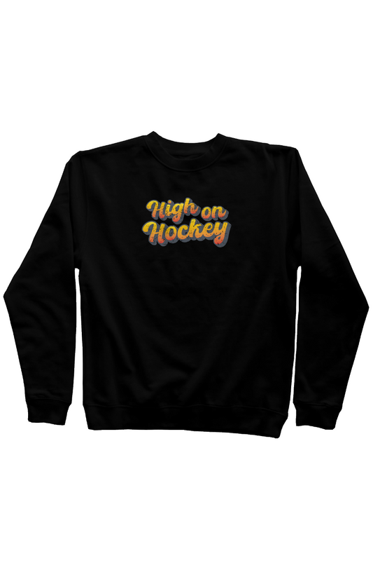 High on Hockey Rinkside Crewneck Sweatshirt Black | Barn Garb Hockey Threads