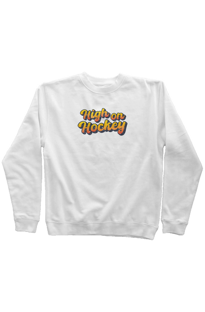 High on Hockey Rinkside Crewneck Sweatshirt White | Barn Garb Hockey Threads