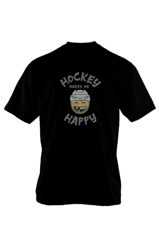 Hockey Makes Me Happy 90s Throwback Tee Black | Barn Garb Hockey Threads