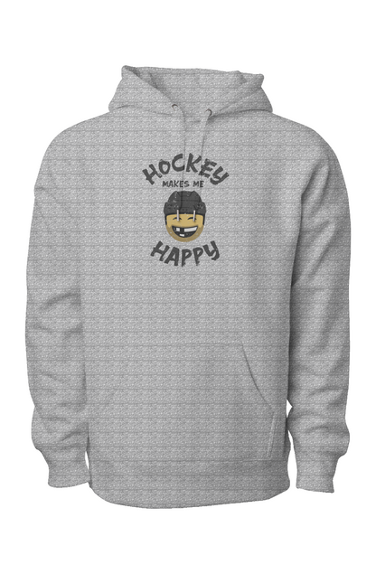 Hockey Makes Me Happy Legend Heavyweight Hoodie Grey | Barn Garb Hockey Threads