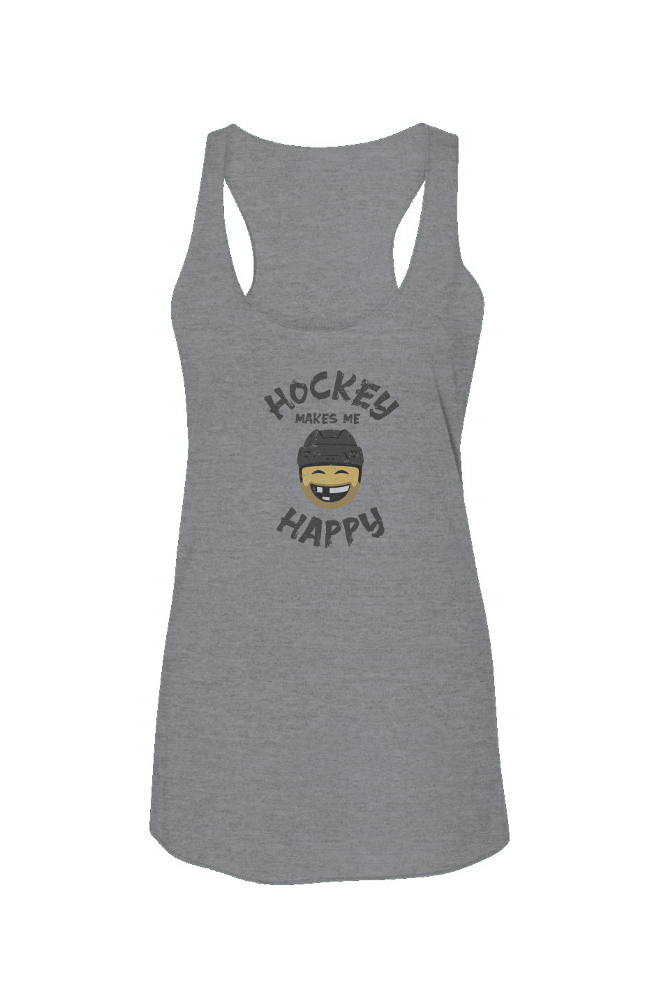 Hockey Makes Me Happy Racerback Barn Tank Grey | Barn Garb Hockey Threads