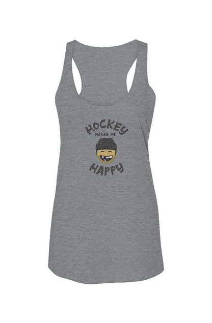 Hockey Makes Me Happy Racerback Barn Tank Grey | Barn Garb Hockey Threads