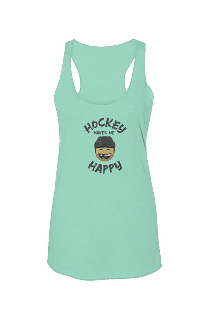 Hockey Makes Me Happy Racerback Barn Tank Mint | Barn Garb Hockey Threads