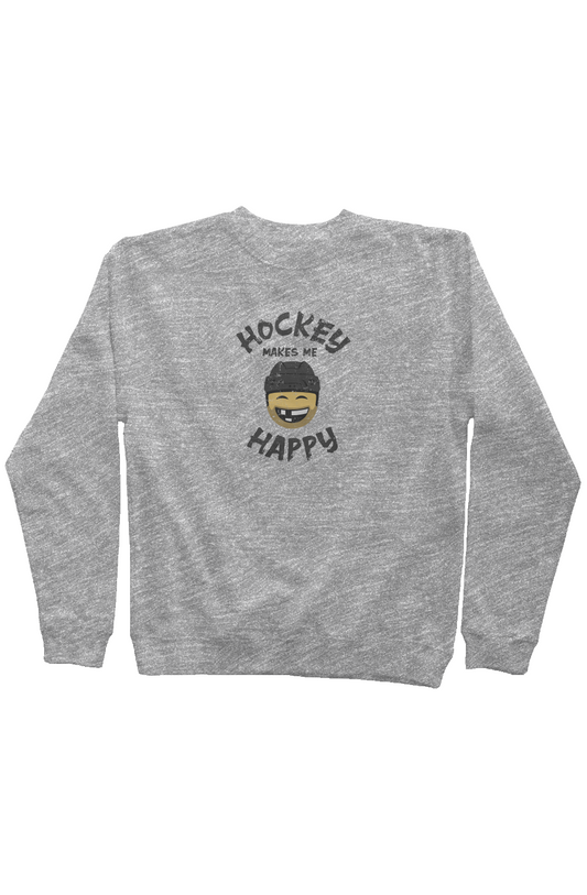 Hockey Makes Me Happy Rinkside Crewneck Sweatshirt Grey | Barn Garb Hockey Threads