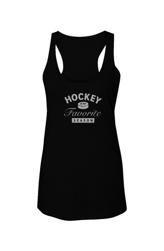 Hockey is My Favorite Season Racerback Barn Tank Black | Barn Garb Hockey Threads