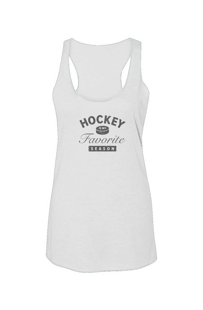 Hockey is My Favorite Season Racerback Barn Tank White | Barn Garb Hockey Threads