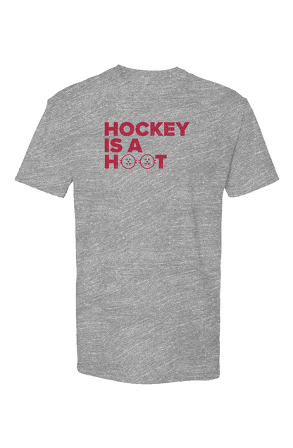 Hockey is a Hoot Breakaway Performance Tee Grey | Barn Garb Hockey Threads