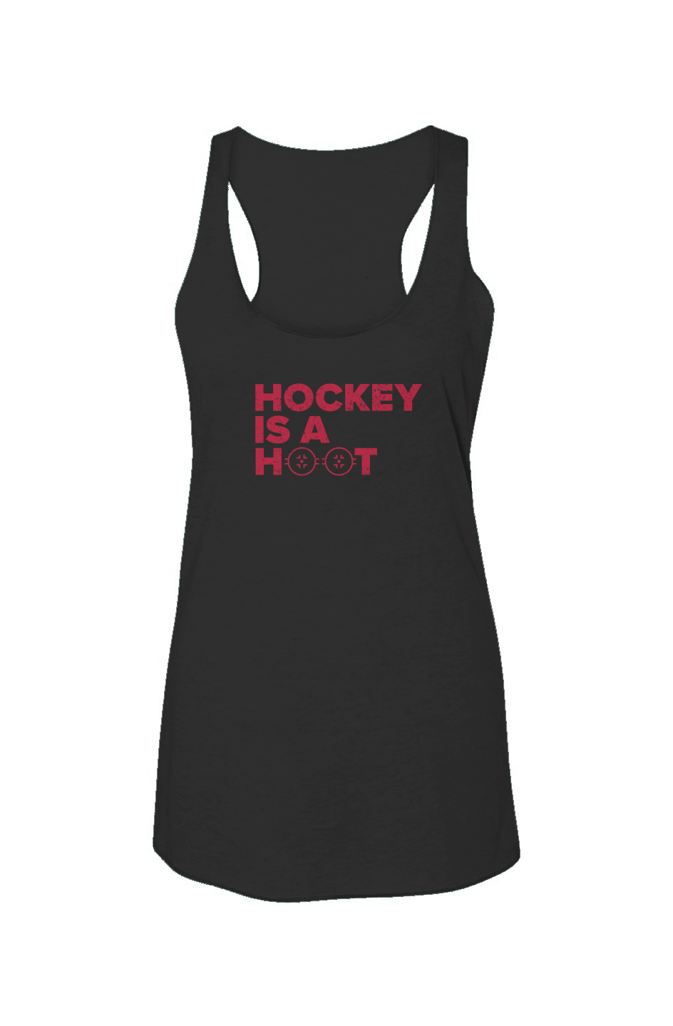 Hockey is a Hoot Racerback Barn Tank Charcoal | Barn Garb Hockey Threads