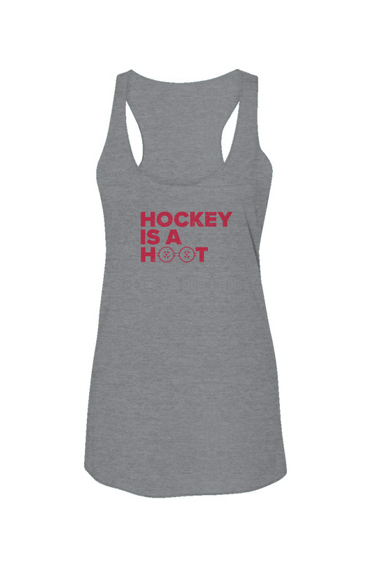 Hockey is a Hoot Racerback Barn Tank Grey | Barn Garb Hockey Threads