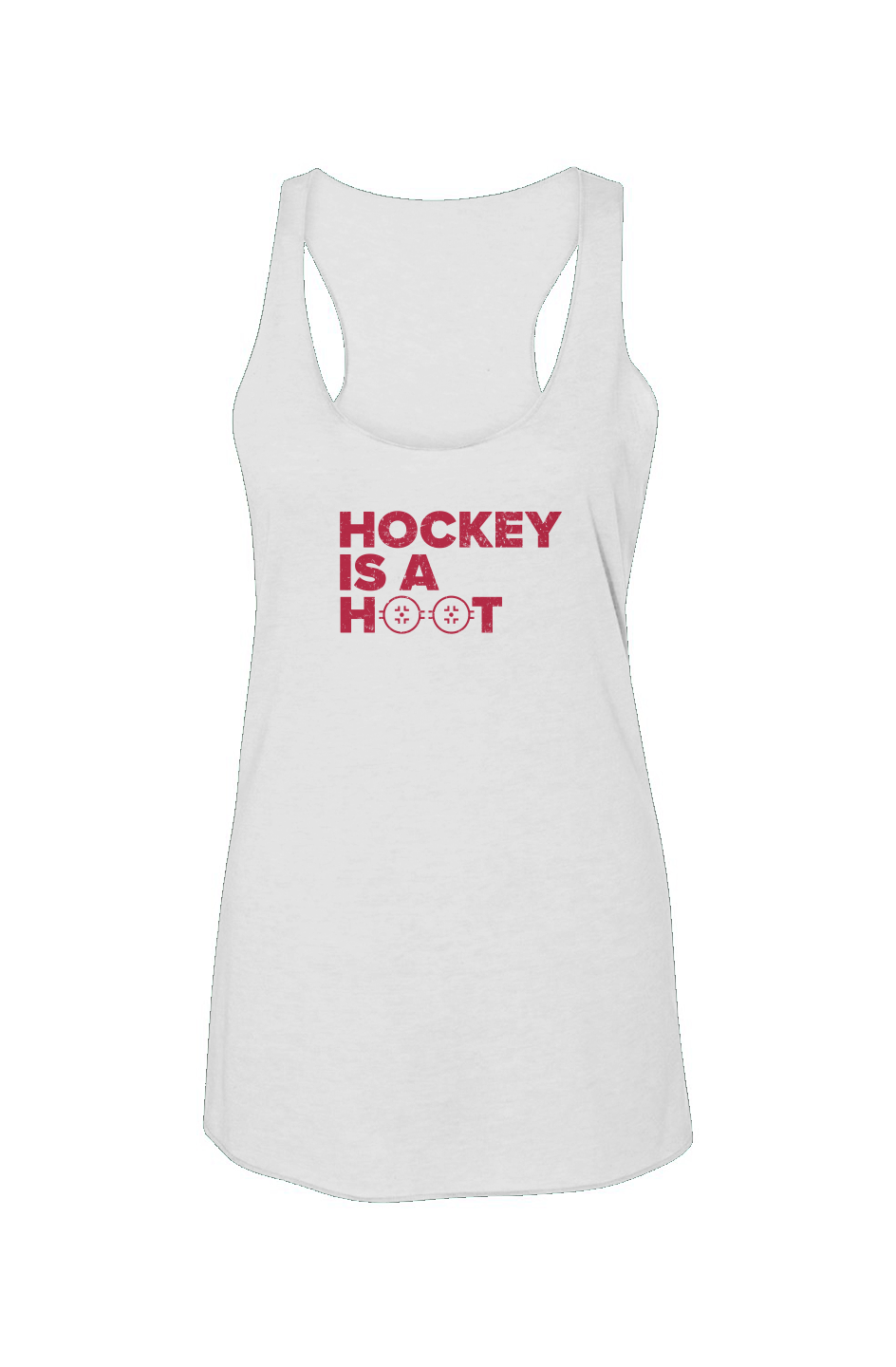 Hockey is a Hoot Racerback Barn Tank White | Barn Garb Hockey Threads