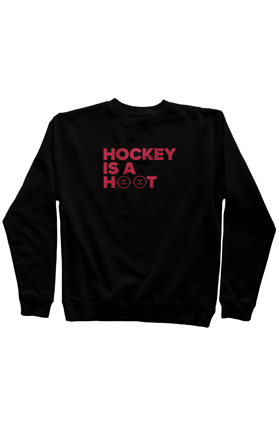 Hockey is a Hoot Rinkside Crewneck Sweatshirt Black | Barn Garb Hockey Threads