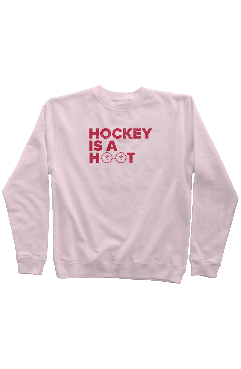 Hockey is a Hoot Rinkside Crewneck Sweatshirt Pink | Barn Garb Hockey Threads