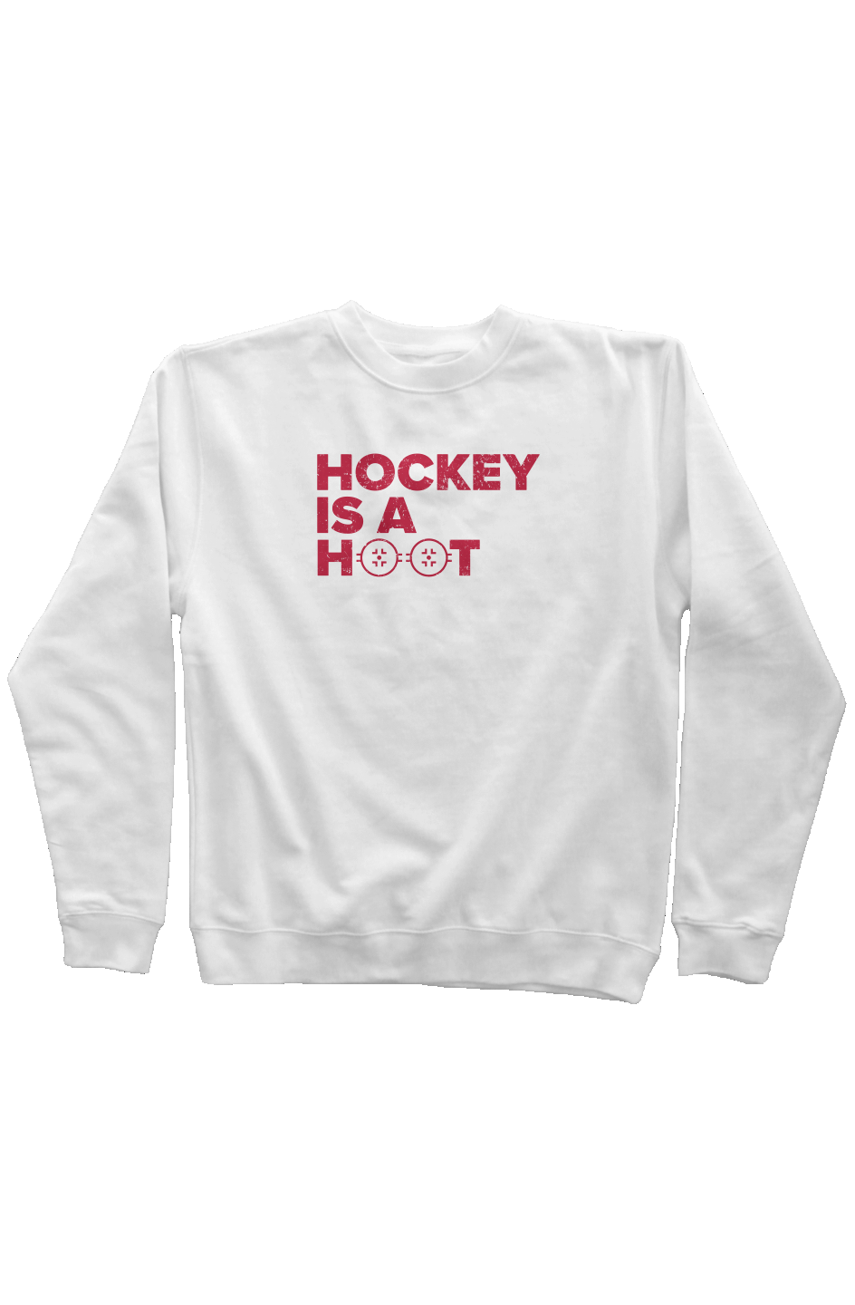 Hockey is a Hoot Rinkside Crewneck Sweatshirt White | Barn Garb Hockey Threads