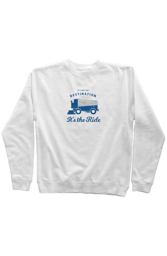 It's the Ride Rinkside Crewneck Sweatshirt White | Barn Garb Hockey Threads