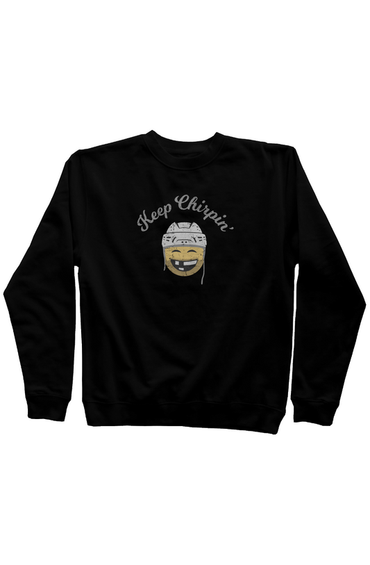 Keep Chirpin' Rinkside Crewneck Sweatshirt Black | Barn Garb Hockey Threads