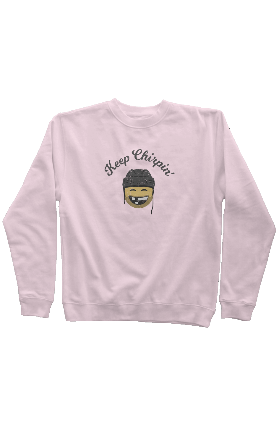 Keep Chirpin' Rinkside Crewneck Sweatshirt. Pink | Barn Garb Hockey Threads