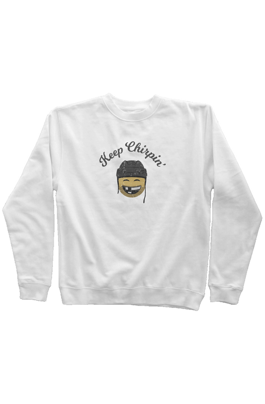 Keep Chirpin' Rinkside Crewneck Sweatshirt White | Barn Garb Hockey Threads