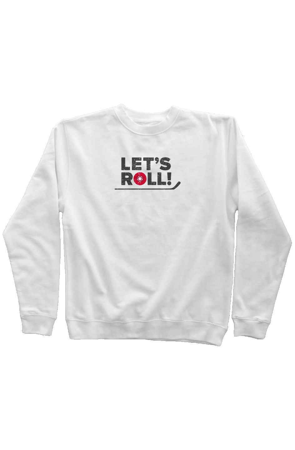 Let's Roll Rinkside Crewneck Sweatshirt White | Barn Garb Hockey Threads