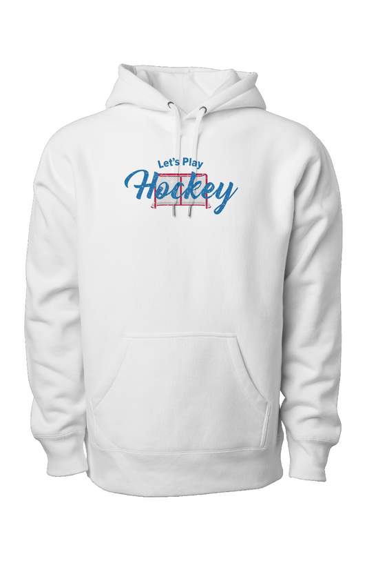 Let's Play Hockey Legend Heavyweight Hoodie White | Barn Garb Hockey Threads
